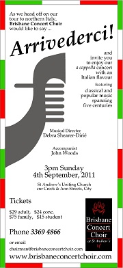 Flyer for Arrivederci concert 4 Eep 2011