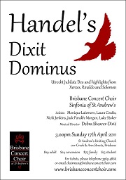 Flyer for Handel's Dixit Dominus concert 17 April 2011